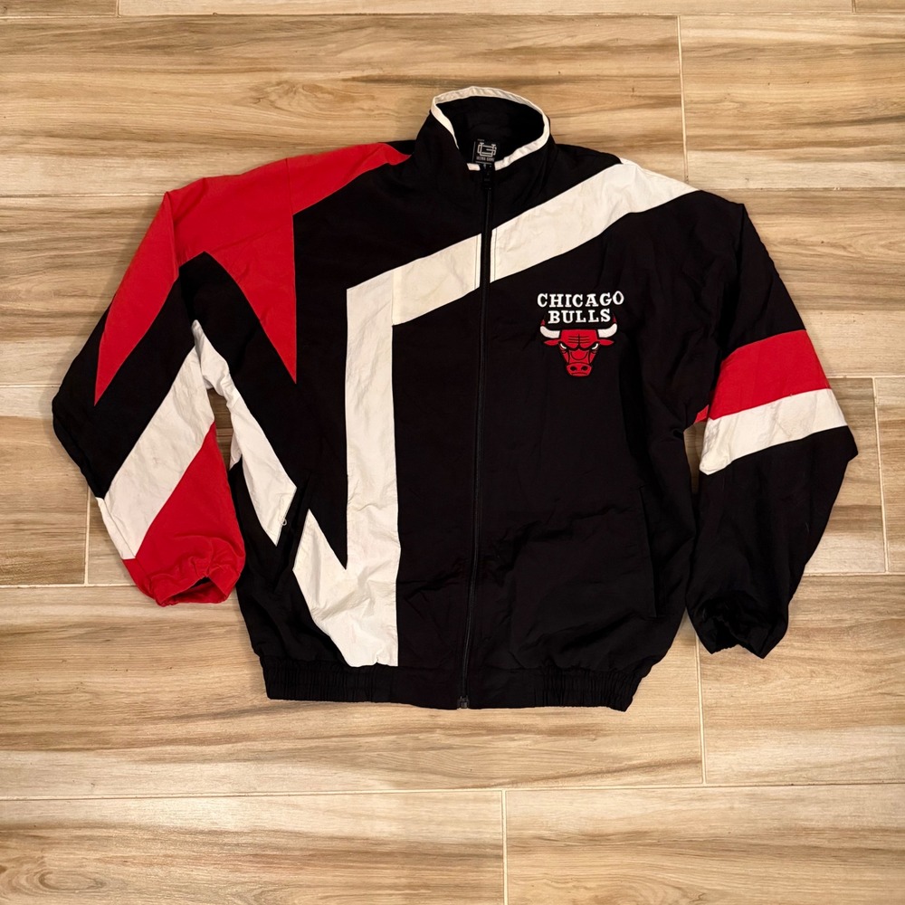 Ultra Game NBA Chicago Bulls Windbreaker Jacket Colorblock Mens Small Black Red